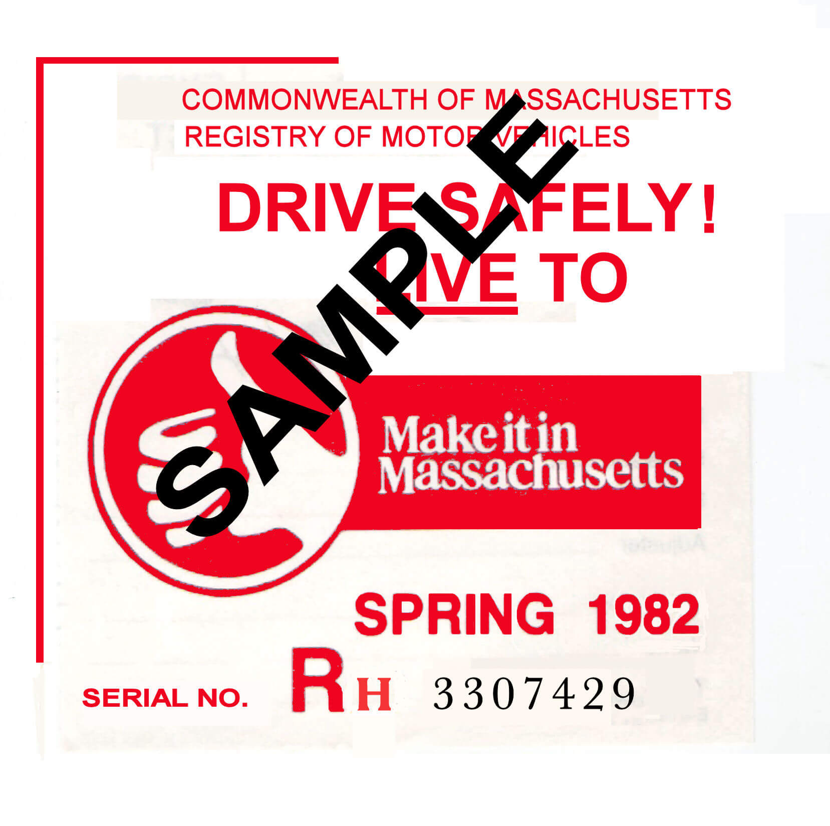 Modal Additional Images for 1982 Massachusetts ORIGINAL Spring Iinspection Sticker